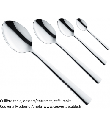 cuillère table, dessert entremet, cafe, moka couvert Moderno inox 18/10 Amefa | www.couvertdetable.fr