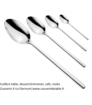 cuillere table, cuillère dessert entremet, cuillère moka, cuimmère cafe couverts X Lo inox 18/10 Eternum | www.couvertdetable.fr