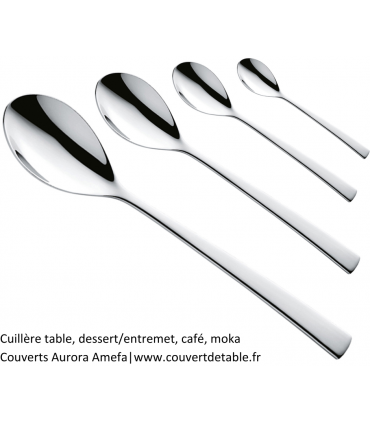 cuillère table,dessert,cafe, moka, couvert aurora amefa 18/10 | www.couvertdetable.fr