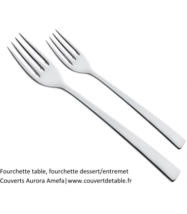 fourchette table, dessert entremet, couvert aurora amefa 18/10 | www.couvertdetable.fr