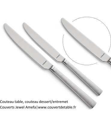 couteau table, couteau dessert, couvert Jewel inox 18/10 | www.couvertdetable.fr
