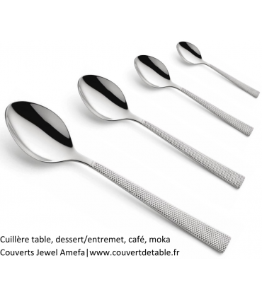 cuillère table, dessert, cafe, moka couvert Jewel inox 18/10 | www.couvertdetable.fr