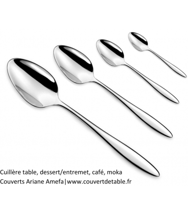 cuillère table, dessert, cafe, moka couvert ariane 18/0 | www.couvertdetable.fr
