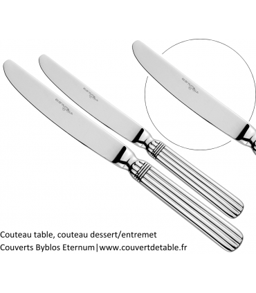 couteau table, couteau dessert Byblos, couverts inox 18/10 Eternum  |  www.couvertdetable.fr