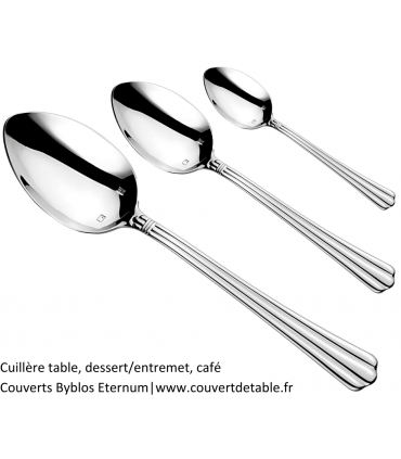 cuillère table, cuillère dessert, cafe Byblos, couverts inox 18/10 Eternum  |  www.couvertdetable.fr