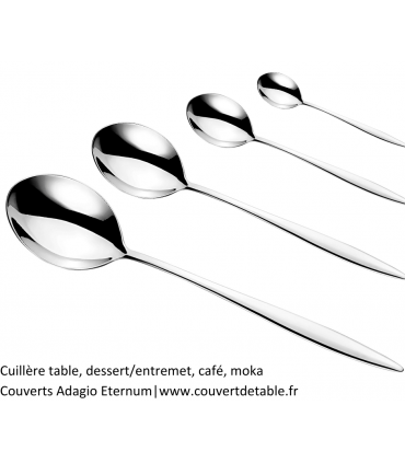cuillère table, cuillère dessert, cafe Adagio, couverts inox 18/10 Eternum  |  www.couvertdetable.fr