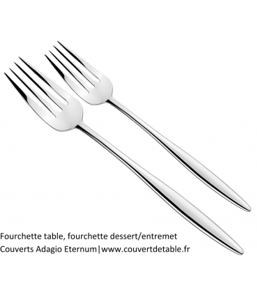 fourchette table, fourchette dessert Adagio, couverts inox 18/10 Eternum  |  www.couvertdetable.fr