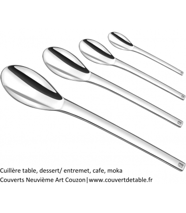 cuillère table, dessert, cafe, moka, Neuvième art, couverts inox Couzon 18/10 | www.couvertdetable.fr