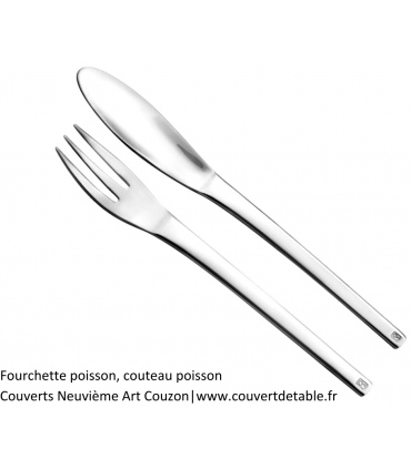 couteau poisson, fourchette poisson, Neuvième art, couverts inox Couzon 18/10 | www.couvertdetable.fr
