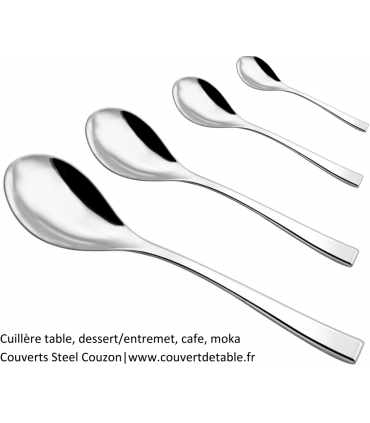 cuillère table, dessert, cafe, moka couverts Steel 18/10 Couzon | www.couvertdetable.fr